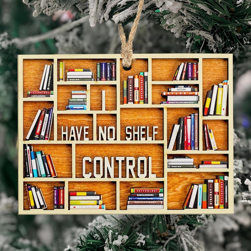 NELXI Book Ornament, Book Lovers Gifts, Book Ornaments for Christmas Tree, Wooden Bookshelf Heart Ornament, Rustic Library Decor for Readers and Bookworms, Teacher, Reader. Gift for Book Lovers Women 2025 - Image 3